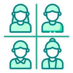 Four segmentation icon representing marketing strategy and audience targeting for analysis