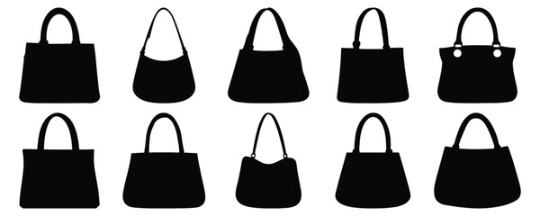 Bag silhouette set vector design big pack of accessory illustration and icon