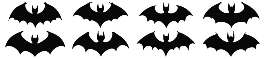 Bat silhouette set vector design big pack of animal illustration and icon