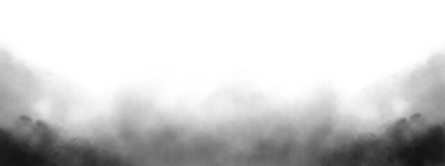 Smoke Texture overlays on transparent background. Misty effect, text or space, Design element,  Abstract black gray texture. Png image.