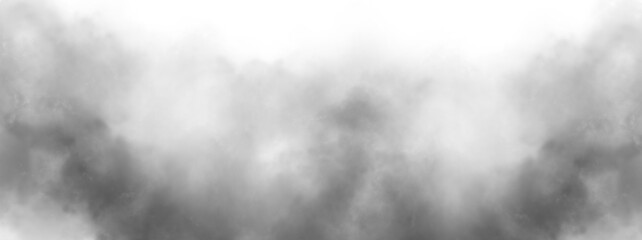 Smoke Texture overlays on transparent background. Misty effect, text or space, Design element,  Abstract black gray texture. Png image.