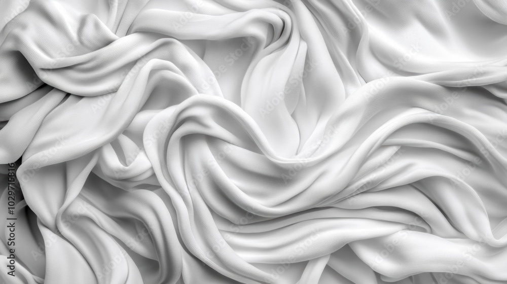 Aufkleber a detailed image of white fabric folds creating soft, flowing textures, highlighting the smooth and 