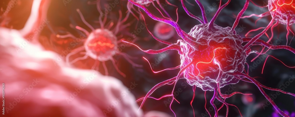Poster colorful depiction of neurons and synapses on a dark background.