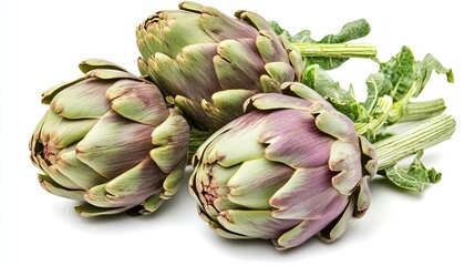 Fototapeta premium Fresh Artichokes on White Background