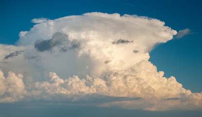 Florida weather in summer rain season. Blue sky with white clouds. Bright skyscape