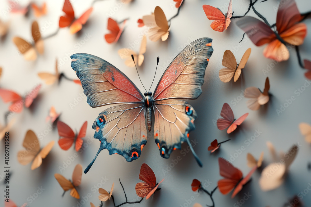 Aufkleber a single, large butterfly with the word 