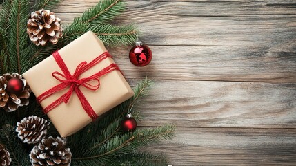 A Christmas cart filled with festive decorations, including colorful wrapped gifts, a small Christmas tree, and twinkling lights. The cart is adorned with ribbons and holly, evoking the joy and warmth