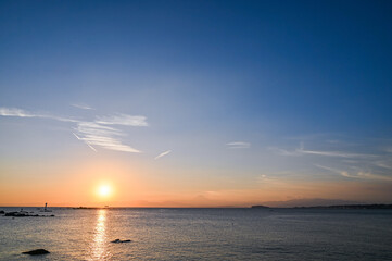 神奈川県葉山町森戸海岸からの夕日