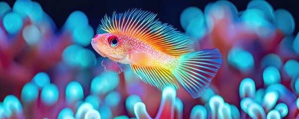 Fototapeta premium Colorful fish swimming in vibrant coral reef environment.