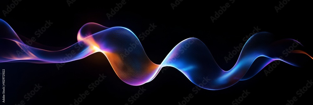 Poster abstract digital art of colorful glowing waves with dynamic flow and vibrant effects. the waves crea