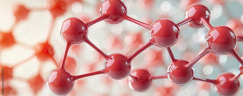 Poster Molecular structure with red atoms on a soft-focus background.