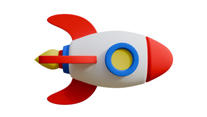 Realistic 3d cartoon emoji emotion icon flying rocket isolated on transparent alpha channel background 