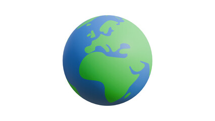 Realistic 3d cartoon planet earth day environment conservation save green planet rotate isolated on transparent alpha channel background 