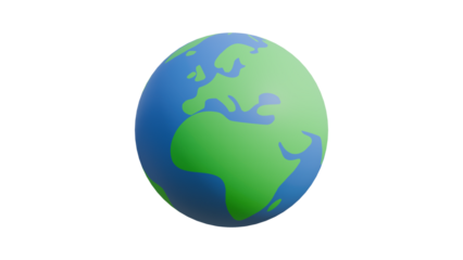 Realistic 3d cartoon planet earth day environment conservation save green planet rotate isolated on transparent alpha channel background