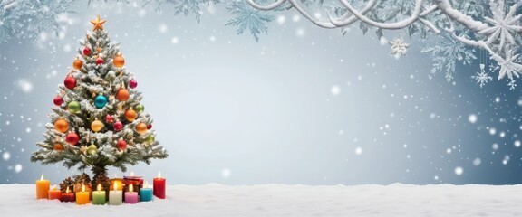 Snowy Christmas Tree with Candles