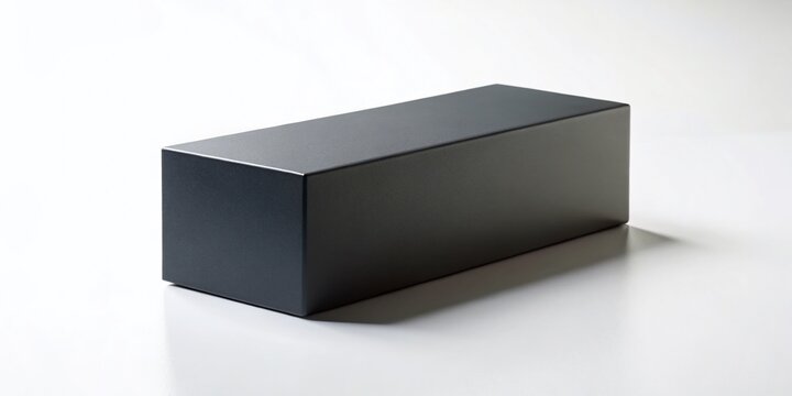 Black Rectangular Parallelepiped on White Background with Copy Space for Minimalist Design
