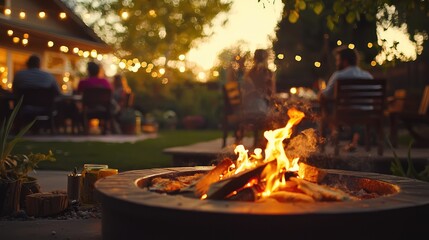 Obraz premium Warm Outdoor Gathering by the Fire Pit