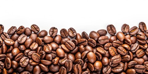 Fototapeta premium Coffee beans isolated on white background, coffee, beans, isolated, white, background, close-up, aromatic, caffeine, roast