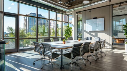 Modern Conference Room with City View