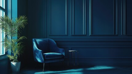 Modern Living Room - Elegant Interior Design with Blue Accents