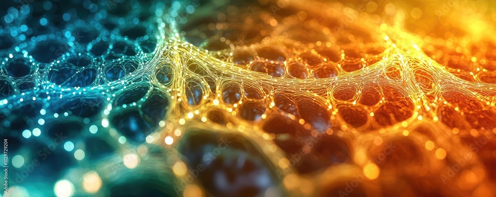 Poster abstract colorful pattern, intricate web of light and texture, vibrant glow.