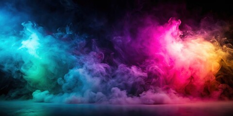 Flat lay multicolor gradient backdrop with dark solid colors, vaporwave black fog, and smooth air material, gradient, colorful, backdrop
