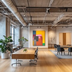 Modern Office Interior with Abstract Art