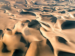 The desert sea, sand waves at the sunset in Kumtag desert, Shanshan city, Xinjiang, China