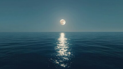 Serene Moonlit View Over Calm Sea
