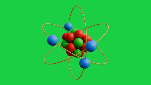3d cartoon&nbsp;loop animation atom model nuclear energy icon illustration orbit spin element isolated&nbsp;on transparent alpha channel background&nbsp;