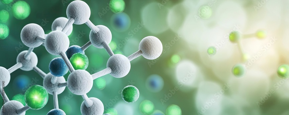 Poster molecular structure on a colorful background, representing scientific concepts.