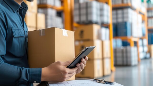 Procurement manager reviewing shipping schedules and supplier contracts in an office setting logistics management, business