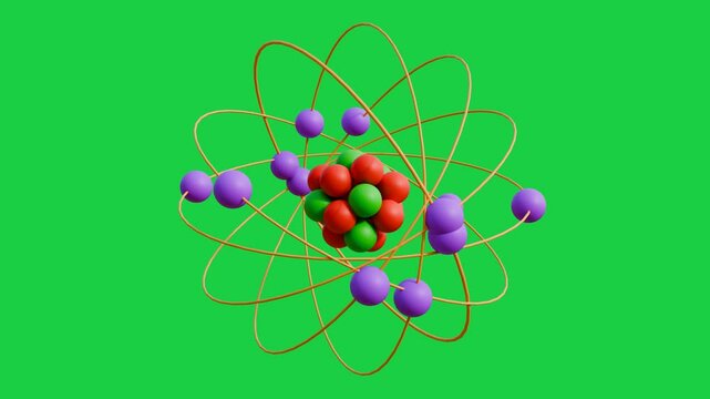 3d cartoon&nbsp;loop animation atom model nuclear energy icon illustration orbit spin element isolated&nbsp;on transparent alpha channel background&nbsp;