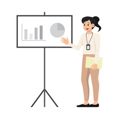 Company Officer Character Woman Presenting Work