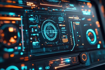 Compliance risk analysis, virtual reality interface, glowing data flow, futuristic technology