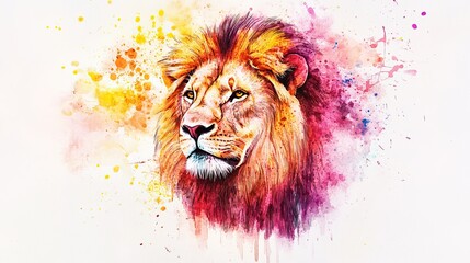 Majestic Lion in Watercolor