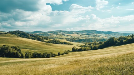 Fototapeta premium Serene Landscape of Rolling Green Hills