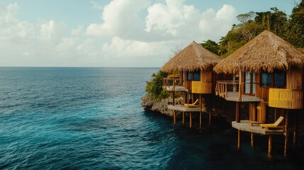 Serene Tropical Resort with Thatched Roof Villas