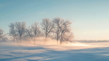 Serene Winter Landscape with Snowy Trees