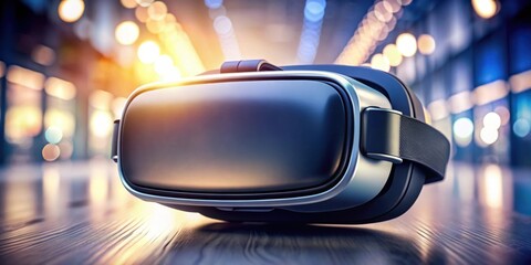 Close-up of modern virtual reality goggles against a soft blurred background, virtual reality, technology, futuristic