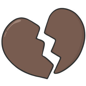 recommend clip art: black outline brown broken heart icon
