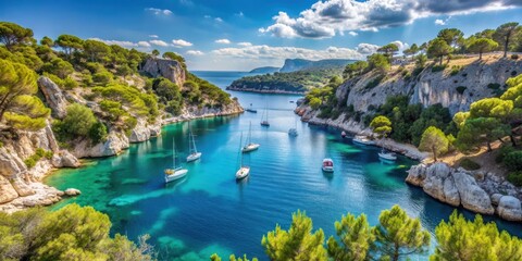 Scenic view of Calanque de Port Miou, a stunning fjord near Cassis Village in Provence, France, Calanque de Port Miou