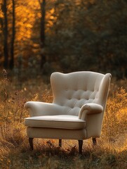 Fototapeta premium Armchair isolated on autumn background