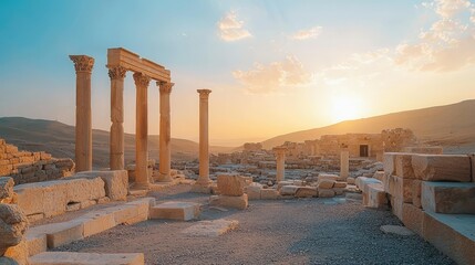 Obraz premium Serene View of Ancient Ruins in an Arab City