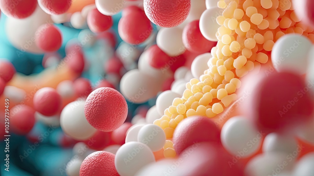 Poster Abstract representation of molecular structures in vibrant colors.