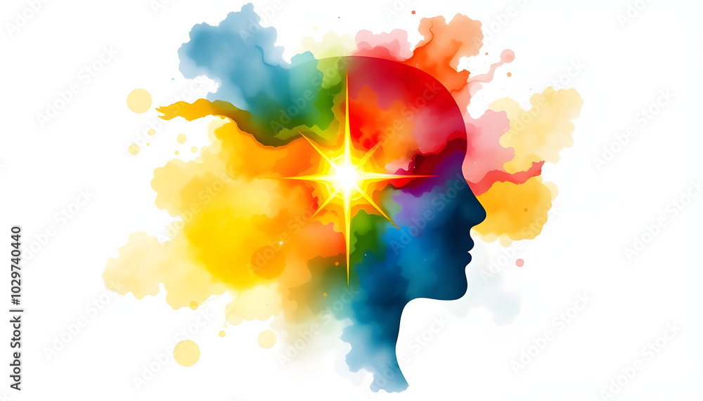 Wall mural human head spiritual energy bipolar disorder mind mental health feel psychology abstract body soul a