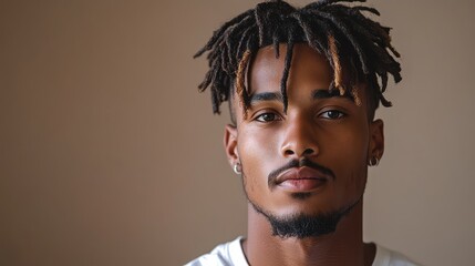 Obraz premium Young Man Portrait with Dreadlocks in Warm Light