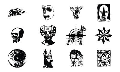 Design Collection of trendy brutalism style fashion. Abstract modern covers. Futuristic liquid artwork.Design for typography, streetwear, t-shirts, hoodies, prints or, y2k, grunge, cyber punk