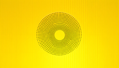half circle shape with halftone pattern (radiating dots) on corrugated yellow and blank paper isolated with white highlights, png