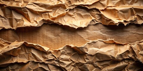 Naklejka premium Abstract Brown Wrinkled Paper Texture with Frayed Edges and an Open Space in the Center